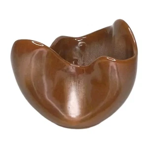 Jarrón jardinera Frankoma de colección con cortinas de terracota marrón sin firmar 5,5" - Imagen 1 de 6