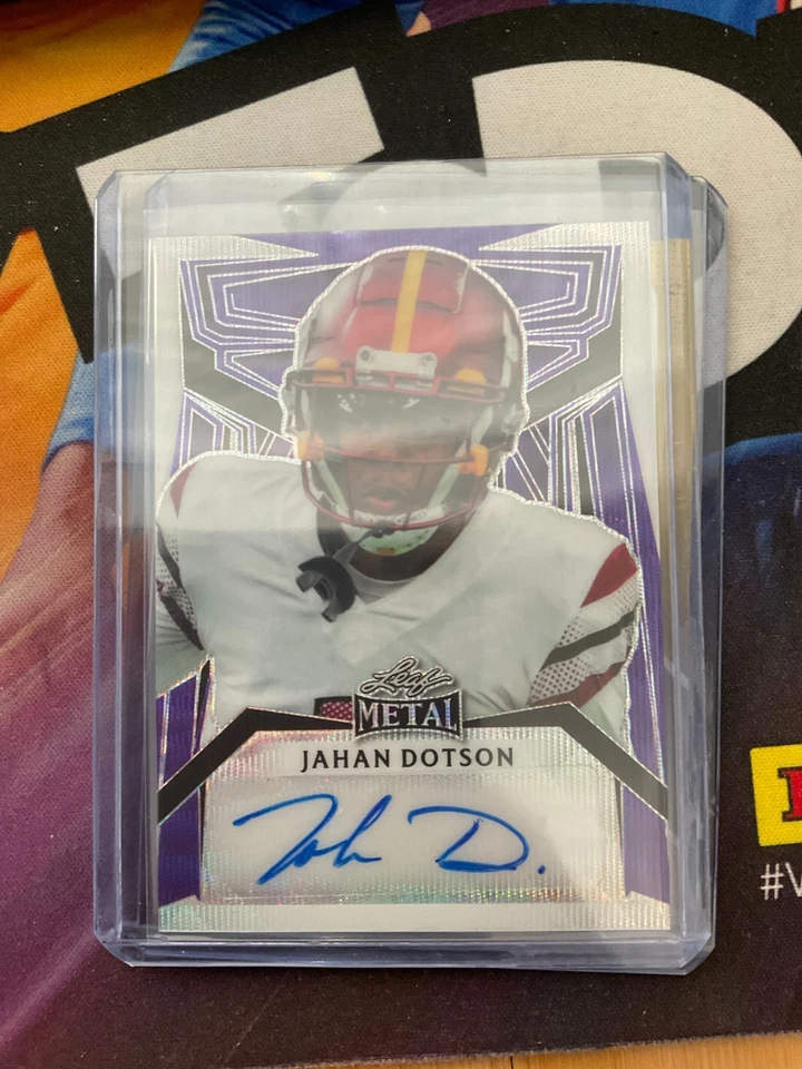 JAHAN DOTSON LEAF METAL DRAFT PURPLE AUTO /6 COMMANDERS - Image 1 of 1