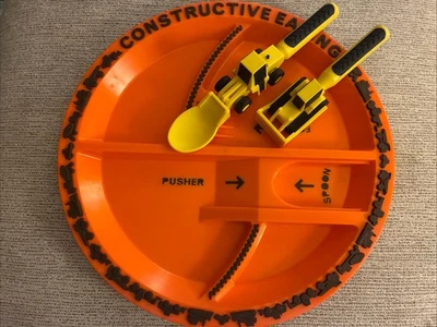 Juego de platos y utensilios de alimentación constructivos, construcción Foto 1 de 3