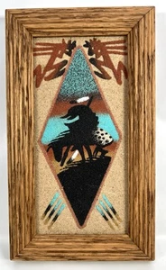 Native American Navajo Sand Painting “End Of Trail” Signed E. Tyler Framed - Picture 1 of 5