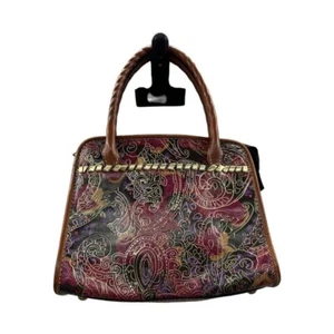 Patricia Nash Metallic Tooled Lace Poppy Multicolor Print To Zip Shoulder Bag - Picture 1 of 15