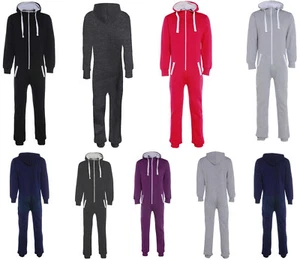 Mens Women Warm Soft Fleece Hooded Zip 1Onesie All In One Jumpsuit Pyjamas UK - Picture 1 of 6