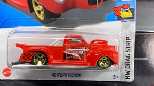 Hot Wheels 40 Ford Pickup Red 2022 HW Drag Strip 1/10 Comp Cams Long Card - Bild 1 von 6