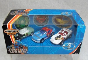 MATCHBOX COLLECTION 2003 JUSTICE LEAGUE 3 CAR SET SUPERMAN WONDER WOMAN GRN LANT - Picture 1 of 4