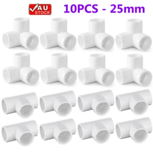 AU 10Pcs 3 Way Pipe Fitting PVC Plastic 90° Elbow Tee Corner Connector Part 25mm - Picture 1 of 9
