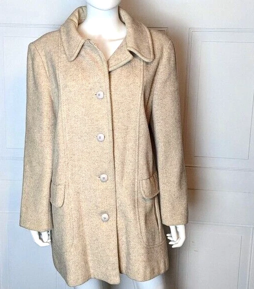 Abrigo de colección Herman Kay espiga mezcla de lana guisante talla grande Foto 1 de 4