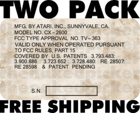 ATARI CX-2600 HEAVY SIXER TWO PACK REPL. SERIAL NUMBER DECAL LIGHTER DISTRESSED
