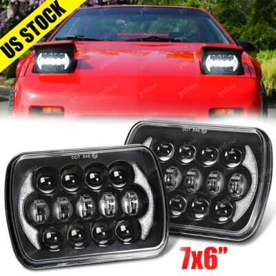 For Pontiac Fiero 84-88 Firebird 82-90 7x6'' LED Headlight Hi-Lo Sealed Beam DRL - Image 1 of 4
