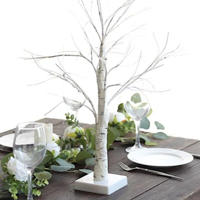 White 2 feet Battery Operated LED Lighted Artificial Birch TREE Party Events - Image 1 of 4
