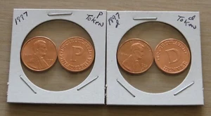 1997 Lincoln penny plus P token (9P3,4) 1997d Lincoln penny plus D token - Picture 1 of 4