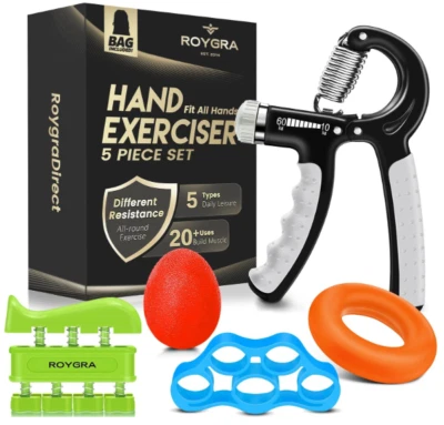 Kit de Entrenador de Fuerza de Agarre de 5 PIEZAS, Fortalecedor de Agarre, Fortalecedor de Antebrazo Foto 1 de 4