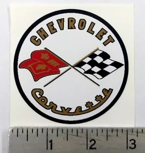 Vintage Corvette white sticker decal 3" diameter - Foto 1 di 1