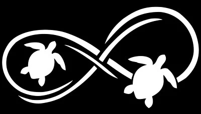 Sea Turtle Infinity 6" White Vinyl Decal Car Window Laptop Tablet Tumbler - Image 1 of 2