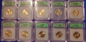 10 STATE QUARTERS LOT (2 EACH) P&D MA, VA. NH, SC, MD All 2000 ICG MS67 SLAB NCE - Picture 1 of 24