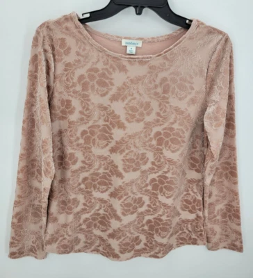 Top Soft Surroundings Mujer Medio Rosa Terciopelo Burnout Cottagecore Boho Romance Foto 1 de 4