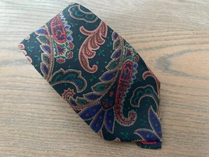 VTG LIBERTY, Mens Silk Tie,Made In England, Paisley, Forest Green, GUC, Seta - Picture 1 of 8