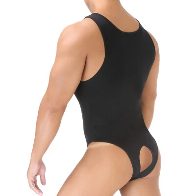 Mens Bodysuit One Piece Underwear Jumpsuit Jersey Jockstrap Singlet Vest - Image 1 of 4