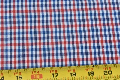 Por 1/2 yarda, rojo blanco y azul 1/8 pulgadas polialgodón a cuadros, ropa, M4313 Foto 1 de 4