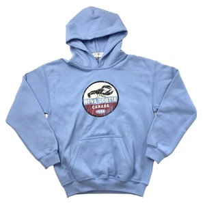 Nova Scotia Canada Kids Boy Girl M Blue Pullover Hoodie Heavy Blend Sweatshirt - Picture 1 of 7