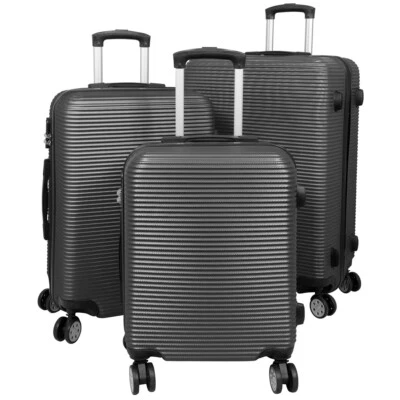 ABS Hartschale Koffer Trolley 3D Rillenstruktur Rollen Teleskop Anthrazit S M - Bild 1 von 4