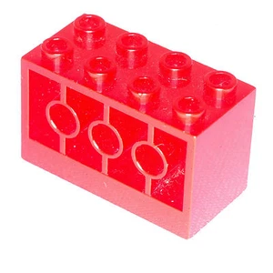 Fehlender Legostein 6061b roter Stein 2 x 4 x 2 mit Löchern an den Seiten & Stangen - Bild 1 von 1
