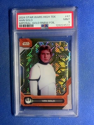 Topps Star Wars High Tek 2024 Han Solo 47 Imperial Pat. Gold Rainbow #/50 Psa 9 - Image 1 of 2