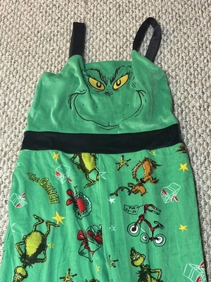The Grinch Dr. Seuss Velvet Velour One Piece Jumpsuit Outfit Size L - Image 1 of 4