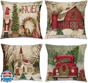 Hlonon Christmas Decorations Christmas Pillow Covers 16 x 16 Inches Set of 4  - Picture 1 of 5