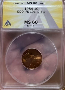 1984 1C DDO FS-101, DIE 1, RED MS60 ANACS Nice coin - Picture 1 of 4