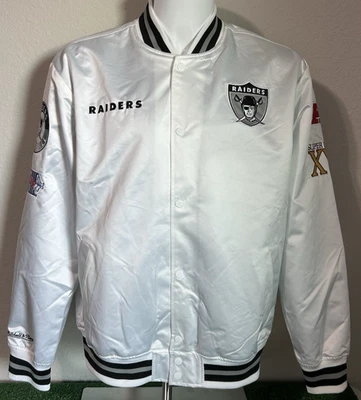 Chaqueta Bomber Oakland Raiders Para Hombre Talla XL Mitchell & Ness Retro Blanca, Nueva Foto 1 de 4