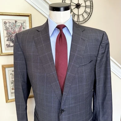 Ermenegildo Zegna Windowpane Blazer | Wool & Silk | Tapered Fit | 46 - Image 1 of 4