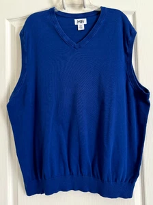 Men's HB Harbor Bay Sweater Sleeveless Vest V-Neck Solid Royal Blue Cotton 2XL - Picture 1 of 5