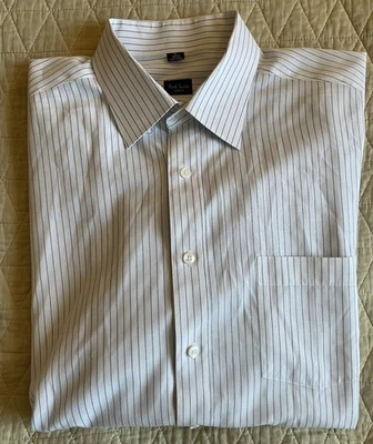 Camisa Paul Smith London Botón Bajo Cuello en Azul Rayas Talla 18 $325 Foto 1 de 4