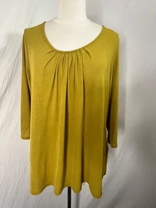J. Jill Damen Petite Large Senf Plissee U-Ausschnitt 3/4 Ärmel Top Tunika - Bild 1 von 6