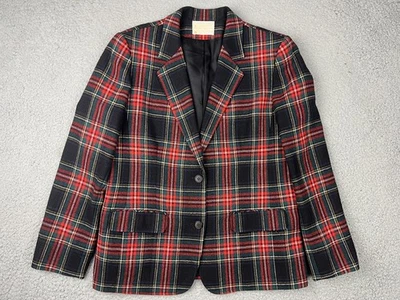 Blazer Pendleton Vintage Mujer Mediano Rojo Negro Tartán Cuadros Lana Hecho en EE. UU. 90s Foto 1 de 4