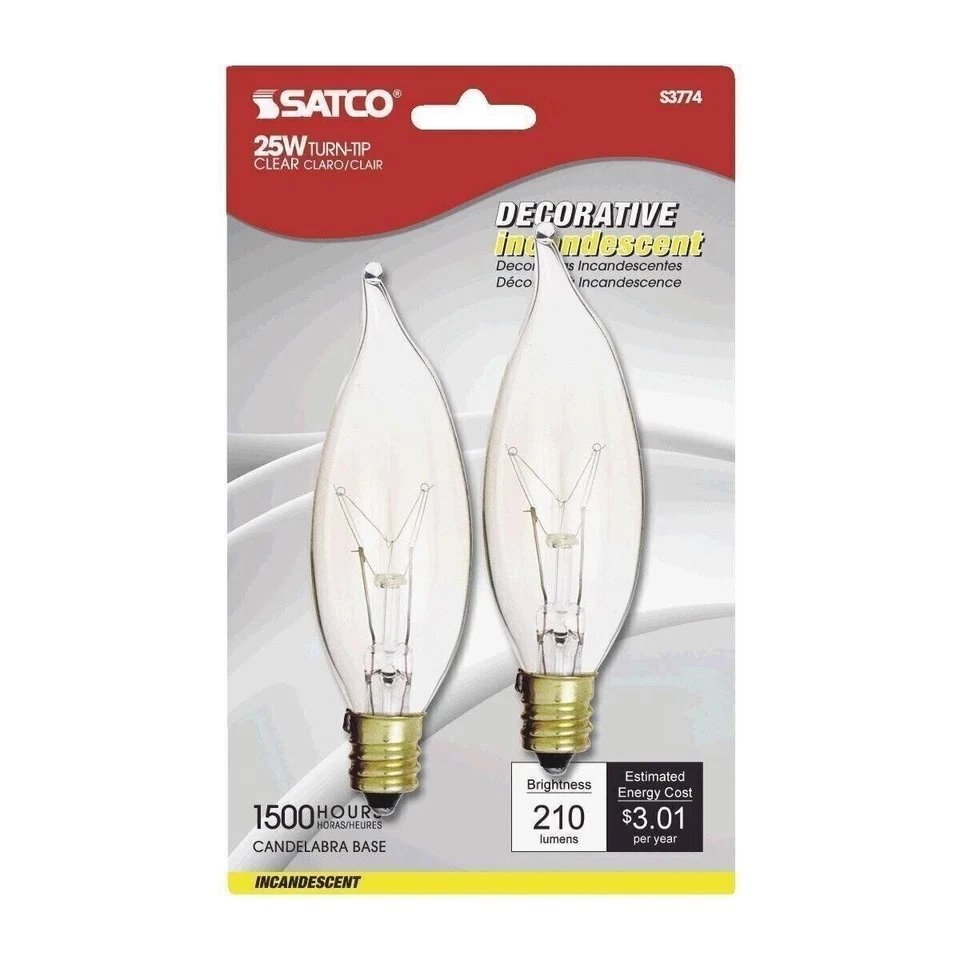 Satco 25W 2Pk Clr Cand Bulb - Image 1 of 1