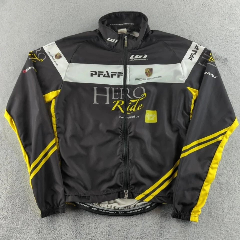 Chaqueta de ciclismo Louis Garneau Hero Ride mediana negra amarilla Porsche Pfaff Canadá Foto 1 de 4