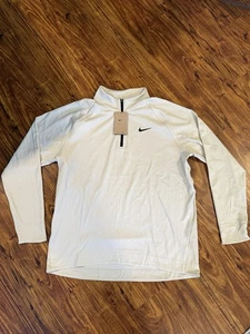Nike Tour Dri-FIT ADV 1/2 Zip Long Sleeve Golf Top Light Bone Sz L FD5833-072 - Picture 1 of 6