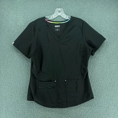 Scrubstar Ultimate Scrub Top Women M Black V-Neck Short Sleeve Pockets - Image 1 of 4