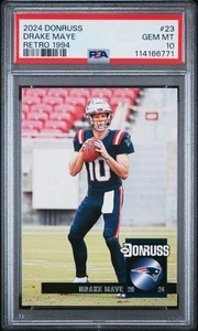 2024 Panini Donruss #23 Drake Maye Rookie RC Retro 1994 PSA 10 - NE Patriots - Picture 1 of 3