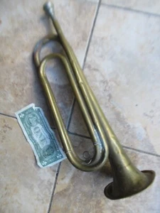 VERY RARE WWI US REGULATION REXCRAFT BRASS BUGLE, w/ Original Mouthpiece - Picture 1 of 15