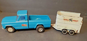 1970-1973 Tonka Stables Blue Jeep Pick-up Truck & Horse Trailer Drop Down Gates