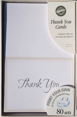80 张 Wilton 感谢卡“保持传统 - 白色”打印您自己的 - 全新 — 第 1/2 张图片