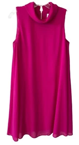 Vince Camuto size 10 hot pink sleeveless shift dress layered cocktail BRIDESMAID - Picture 1 of 5