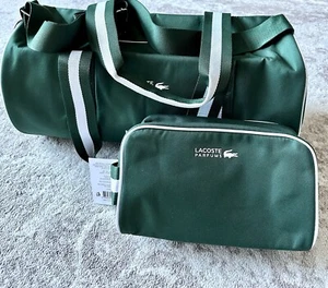 NEW LACOSTE PARFUMS MEN'S GREEN WEEKEND DUFFLE / TRAVEL/ GYM BAG W/TOILETRY BAG - Picture 1 of 11