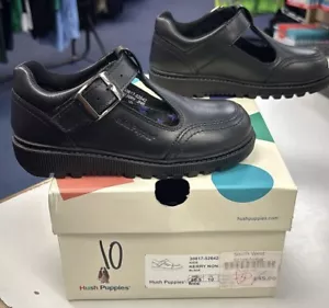Hush Puppies 'KERRY' non patent SNR Black Kids size UK 3 - Picture 1 of 1