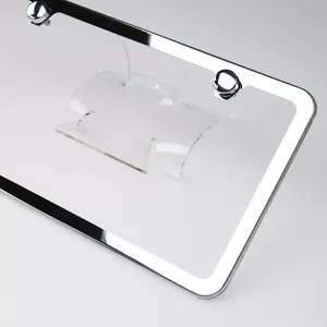 Slim Stainless Steel Mirror Chrome License Plate 2 Hole Frame Light Weight Ford - Picture 1 of 12