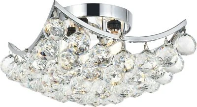 Crystal Balls Flush Mount Ceiling Light Chrome Bathroom Bedroom Lighting Fixture - Image 1 of 2