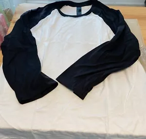 Hanes 5937 Long blue Sleeves cotton T-Shirt large - Picture 1 of 4