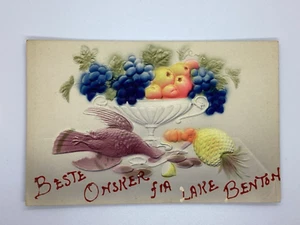 Postal Beste Onsker Best Wishes Lake Benton Brillo en relieve Minnesota MI H205 - Imagen 1 de 2